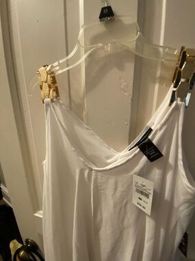 Ashley Stewart White Slip Dress with Gold-Tone Chain Straps
